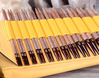 LYKKE BRIGHT UMBER 5" Interchangeable Circular Knitting Needle Set - 12 Pairs, Denim Case