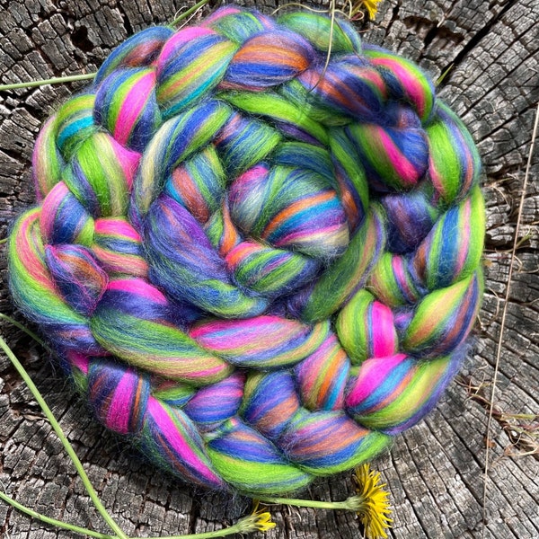 FLOWER CHILD Custom Blend Merino and Tussah Silk Combed Top Wool Roving for Spinning or Felting -4 oz