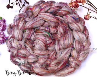 PEGASUS Merino Wool Roving: Recycled Sari Silk Fiber Blend