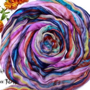 CALYPSO Non Mulesed Merino Wool and Mulberry Silk blend Roving Combed Top for Spinning, Felting, Soft, Luxurious Spin Fiber Rove 4oz image 7