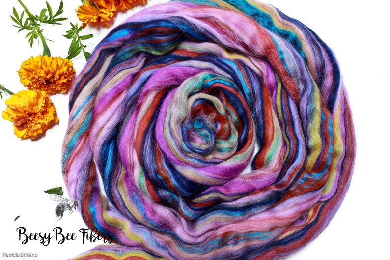 CALYPSO Non Mulesed Merino Wool and Mulberry Silk blend Roving Combed Top for Spinning, Felting, Soft, Luxurious Spin Fiber Rove 4oz image 7