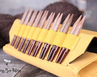 3.5" LYKKE BRIGHT UMBER Interchangeable Knitting Needle Set  Denim Case - 9 pairs