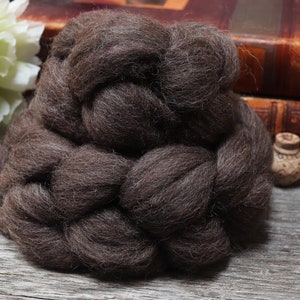 CORRIEDALE CROSS Combed Top Roving For Spinning, Carding, Felting, Weaving, Natural Brown Undyed Wool 4 oz image 5