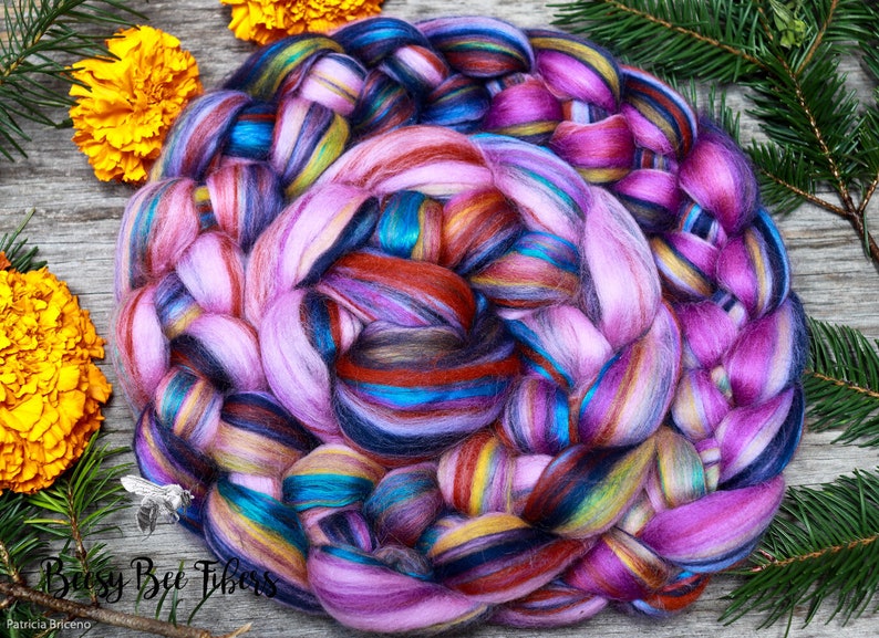 CALYPSO Non Mulesed Merino Wool and Mulberry Silk blend Roving Combed Top for Spinning, Felting, Soft, Luxurious Spin Fiber Rove 4oz image 2