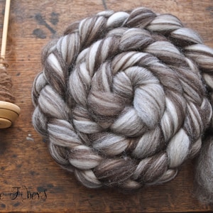 CORRIEDALE Natural Wool Roving Combed Top Spinning or Felting Fiber Humbug Blended Top - 4 oz