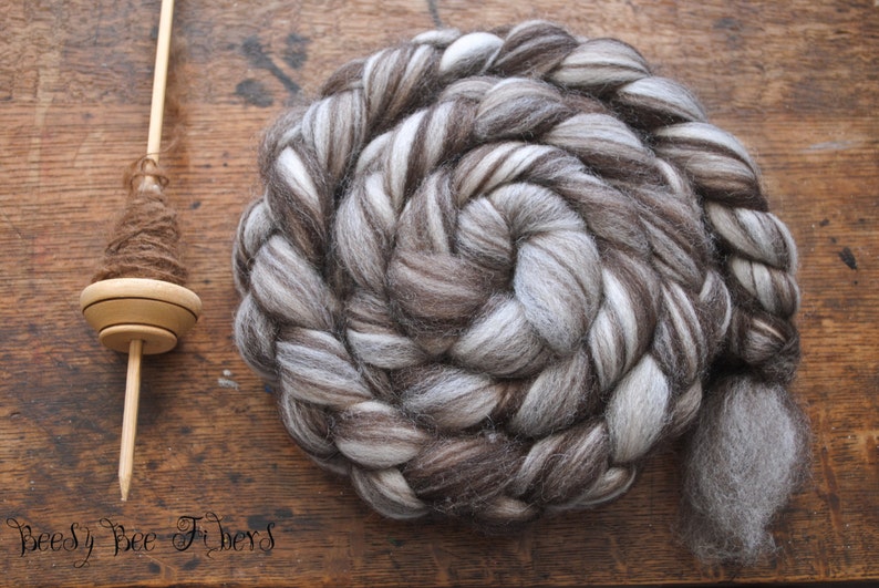 CORRIEDALE Natural Wool Roving Combed Top Spinning or Felting Fiber Humbug Blended Top 4 oz image 1