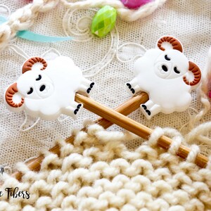 Knitting Needle Toppers Silicone Sheep - Knitting Notions, Knitting Needle Point Protectors,  - Set of Two