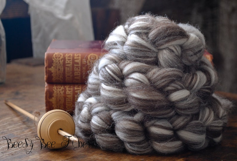 CORRIEDALE Natural Wool Roving Combed Top Spinning or Felting Fiber Humbug Blended Top 4 oz image 2