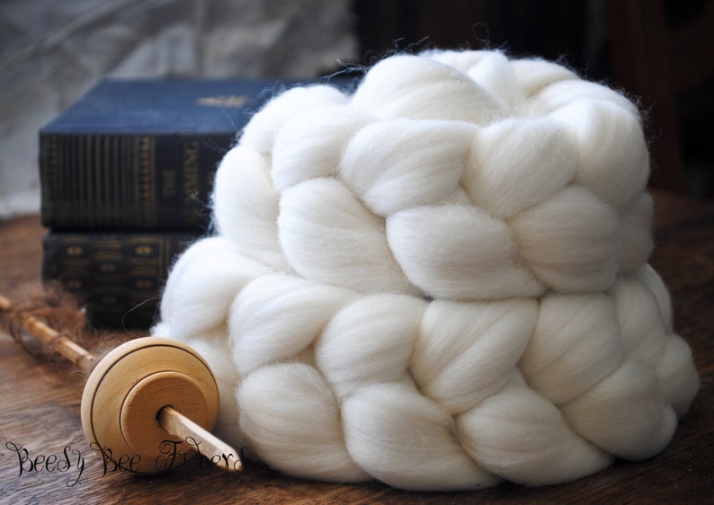 Domestic Merino Natural Ecru Undyed Combed Top Wool Roving Spinning Felting fiber 4 oz image 1