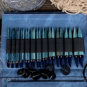 LYKKE Indigo Interchangeable Knitting Needle Set: 12 Pairs, Denim Case