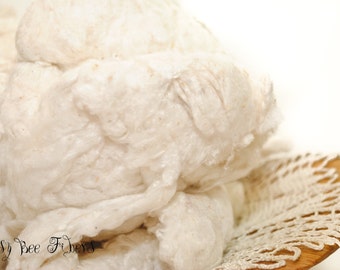 Undyed Silk Noil Fiber for Spinning, Dyeing, Felting - 2 oz