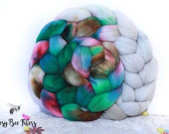 Emerald Oasis Hand Dyed Rambouillet Wool Top: USA Grown Fiber, 4.3 oz