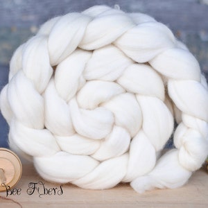 FRENCH RAMBOUILLET Wool Roving Next to Skin Undyed Natural Ecru Combed Top Spinning Felting fiber - 4 oz