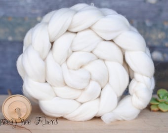 FRENCH RAMBOUILLET Wool Roving Next to Skin Undyed Natural Ecru Combed Top Spinning Felting fiber - 4 oz