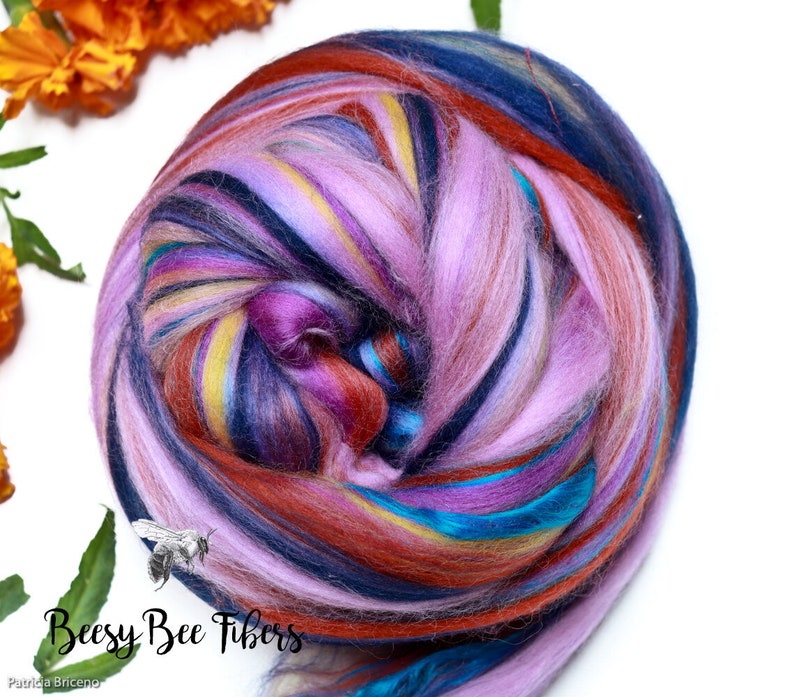 CALYPSO Non Mulesed Merino Wool and Mulberry Silk blend Roving Combed Top for Spinning, Felting, Soft, Luxurious Spin Fiber Rove 4oz image 9