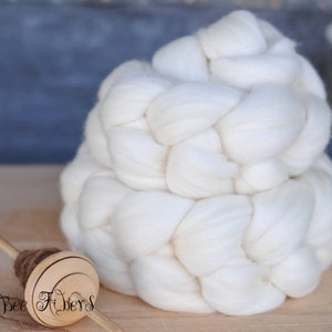 FRENCH RAMBOUILLET Wool Roving Next to Skin Undyed Natural Ecru Combed Top Spinning Felting fiber 4 oz image 3