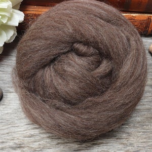 CORRIEDALE CROSS Combed Top Roving For Spinning, Carding, Felting, Weaving, Natural Brown Undyed Wool 4 oz image 4