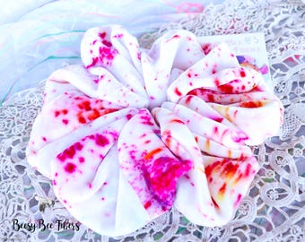 BLUSH CONFETTI - Hand-Dyed Silk Velvet Scrunchie Specked pastels - Hair Accessory -Gift-Ready - Handmade in California