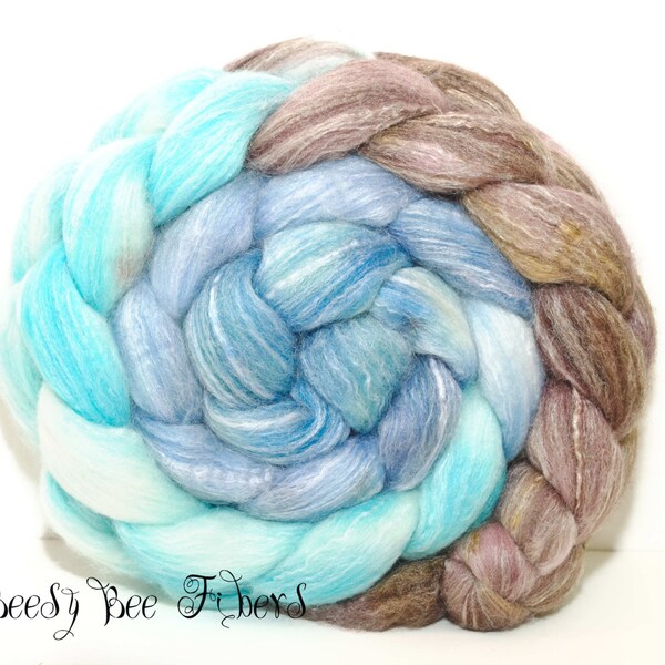 LOST IN FRANCE - Merino Bamboo Combed Top Blend - Hand Painted Wool Roving - Hand Dyed for Spinning or Felting - 4 oz
