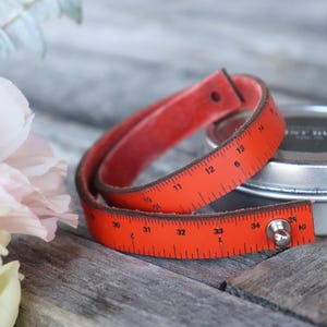 WRIST RULER Leather Wristband Bracelet - Knitting -Crochet - Sewing - Notions - Accessories - Jewelry - ORANGE