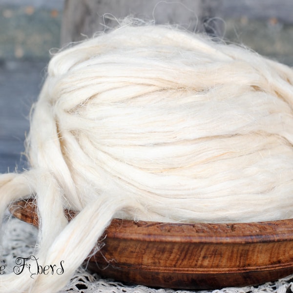 HEMP Top Undyed Natural Ecru Vegan Roving Fiber for spinning - 4 oz