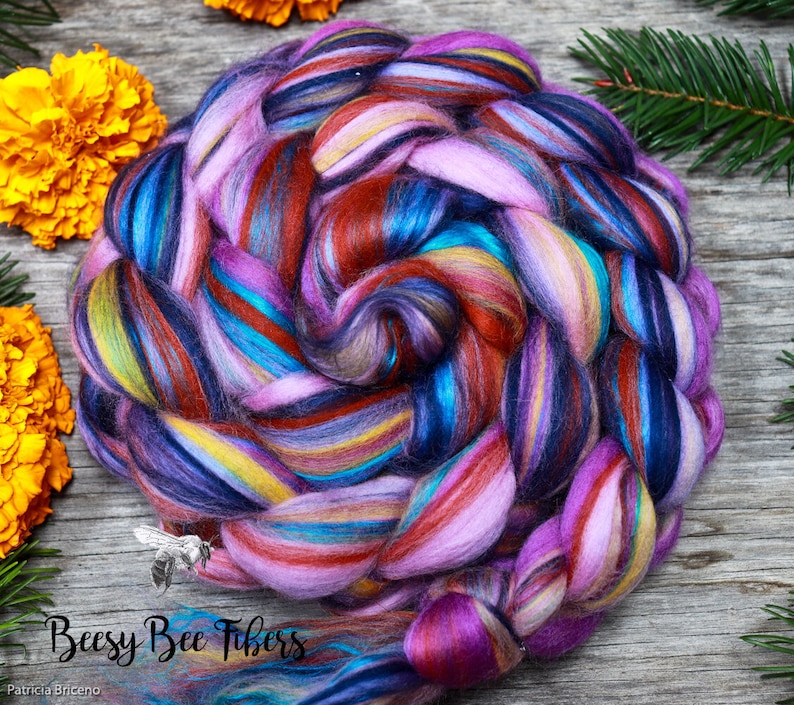 CALYPSO Non Mulesed Merino Wool and Mulberry Silk blend Roving Combed Top for Spinning, Felting, Soft, Luxurious Spin Fiber Rove 4oz image 4