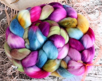 Hand Dyed Merino Wool Roving: ALEBRIJE, USA Grown Fiber for Spinning & Felting