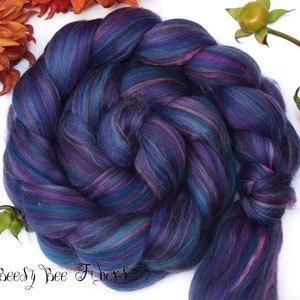 VIOLET SABREWING Custom Signature Blend Merino Mulberry Silk Wool Roving Combed Top Wool  for Spinning Felting  -4 oz