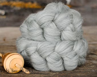 GRAY CORRIEDALE Wool Roving Undyed Combed Top Natural Gray Spinning Felting fiber- 4 ounces