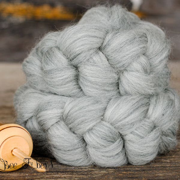 GRAY CORRIEDALE Wool Roving Undyed Combed Top Natural Gray Spinning Felting fiber- 4 ounces
