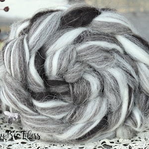 JACOB  Natural Wool Roving Combed Top Spinning or Felting Fiber Humbug Blended Top