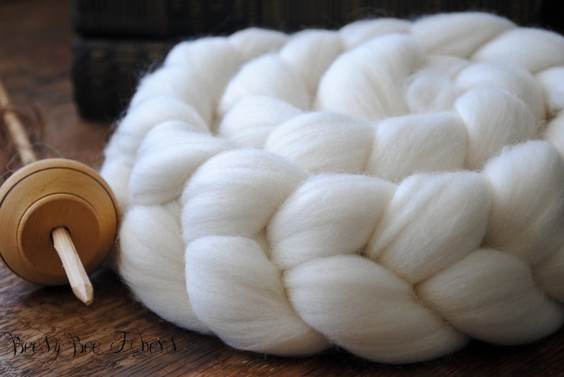 Domestic Merino Natural Ecru Undyed Combed Top Wool Roving Spinning Felting fiber 4 oz image 2