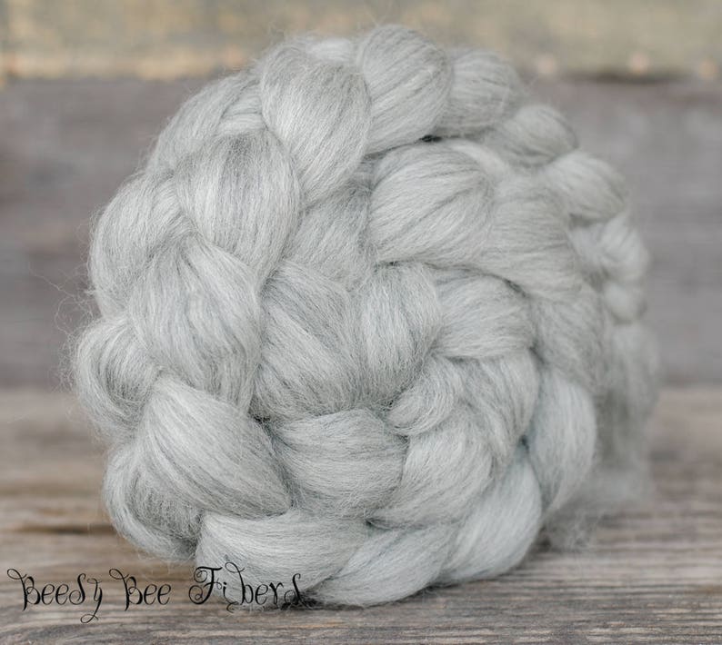 GRAY CORRIEDALE Wool Roving Undyed Combed Top Natural Gray Spinning Felting fiber 4 ounces image 5