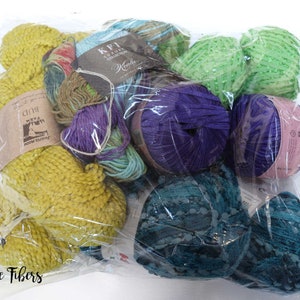 FREE SHIPPING Yarn Grab Pack Fiber Bundle, Art Yarn Bundle, Novelty Yarn, Weavers Pack , Saori Weaving, Knitting, Crocheting 10 skeins 4 image 2