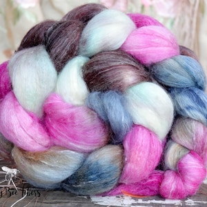 URBAN ORCHARD Falkland Wool/Silk Combed Top, Roving, Hand Dyed Spinning Fiber, 70/30, Soft and Lustrous for Spinning and Felting - 4.2 oz