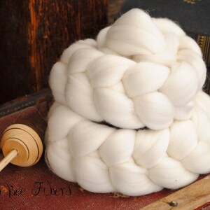 Domestic Merino Natural Ecru Undyed Combed Top Wool Roving Spinning Felting fiber 4 oz image 5