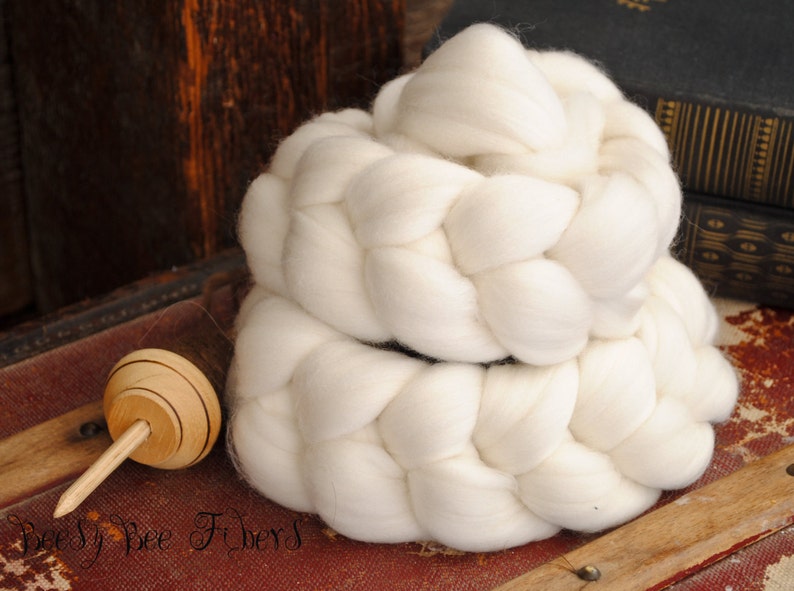Domestic Merino Natural Ecru Undyed Combed Top Wool Roving Spinning Felting fiber 4 oz image 5