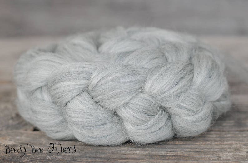 GRAY CORRIEDALE Wool Roving Undyed Combed Top Natural Gray Spinning Felting fiber 4 ounces image 4