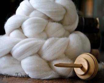 RAMBOUILLET Domestic Combed Top Wool Roving American Undyed Combed Top Spinning Felting Dyeing Fiber Domestic Wool - 4 oz