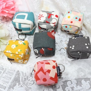 Mini Cube Key Ring Pouch: Recycled Canvas Notion Holder (2x2x2)