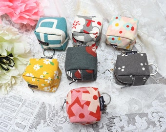 Mini Cubes Key Ring  Mini Pouch, Notion Holder, Needle Holder, Key Holder, Mini Coin Pouch, Mini Lip Balm Bag , Mini bags, 2x2x2