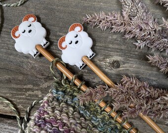 Knitting Needle Toppers Silicone Sheep - Knitting Notions, Knitting Needle Point Protectors,  - Set of Two