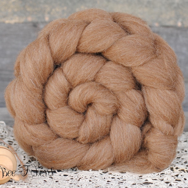 Undyed Natural Brown MANX LOAGHTAN Combed Top Wool Roving Spinning Felting fiber - 4 oz