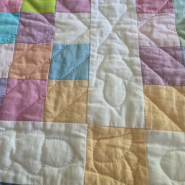 Upcycled Quilt Pillow Sham, Pastel Patchwork Cover, 25 x 18, Envelope Back