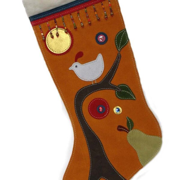 Exquisite Pear Tree (suede) Christmas Stocking