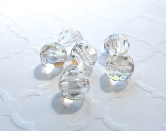 Swarovski 5000 6mm CLEAR Crystal Round Faceted Crystals, Lot of 6, Destash, Sparkly, Beads, Jewelry Making, DIY, Craft