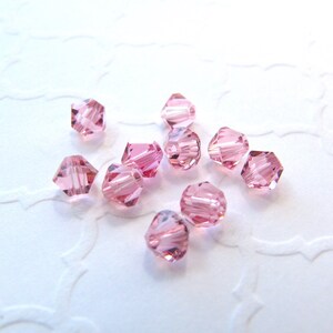 Swarovski 5328 4mm Light Rose Crystal Bicone, Pink, Lot of 10, Destash, Faceted, Bead, Small, Valentines Day, Jewelry Making image 2