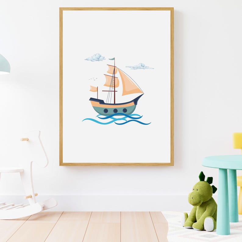 Boat, Sail Boat, Ocean Art, Printable Wall Art, Watercolor Print ...
