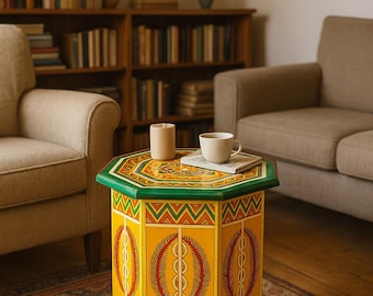 Handmade Moroccan Side Table – Hand-Painted with Traditional Art from Marrakech’s Old Medina