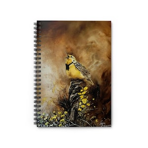 Spiral Notebook - Morning Meadowlark Print, Ruled Line Journal, Unique Gift Idea, Print from Artist&#39;s Original Oil Painting